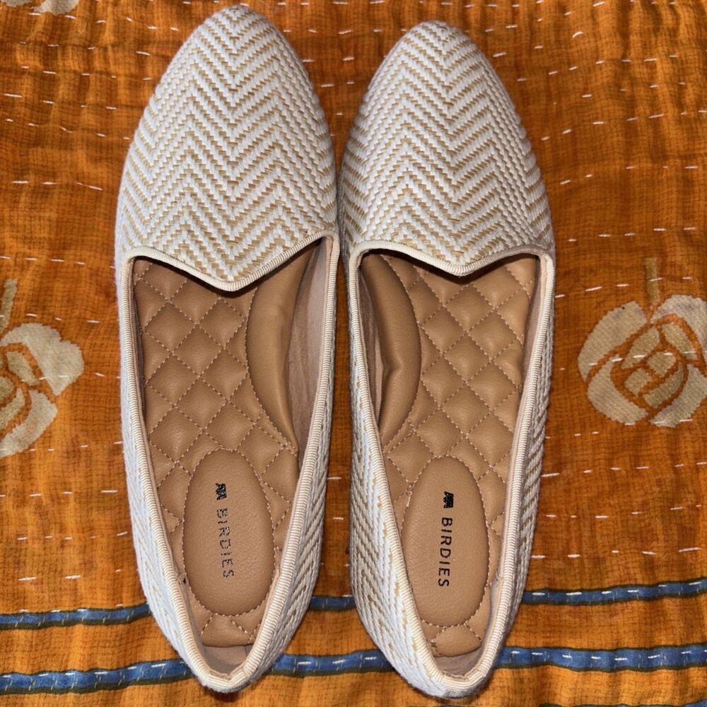 Birdies The Heron in Chai Chevron Neutral Womens Size 8.5 Shoes Flats NWOB